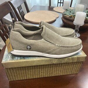 NWT Margaritaville Marina Canvas Boat Shoe - Khaki -  Mens US 13